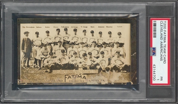 1913 T200 Fatima Team Card Cleveland Americans – PSA PR 1 – Featuring Joe Jackson